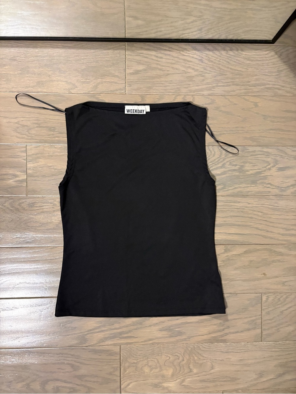 Weekday Black Square Neck Tank with Thin Straps
